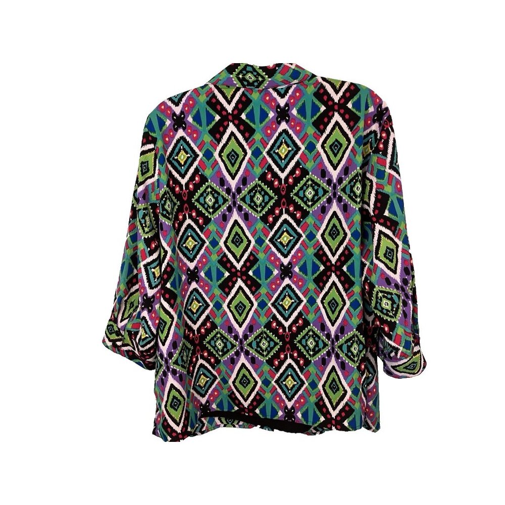 Notations Womens Button Front Blouse Attached Tan… - image 4